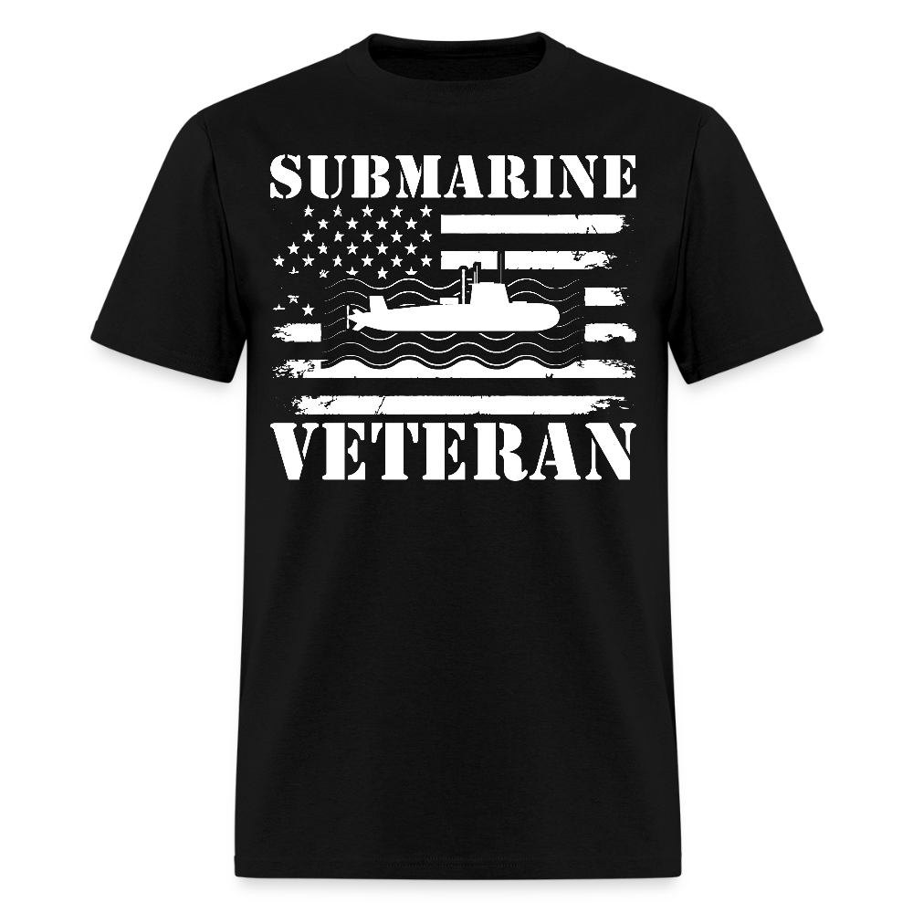 Submarine Veteran American Flag T-Shirt - black