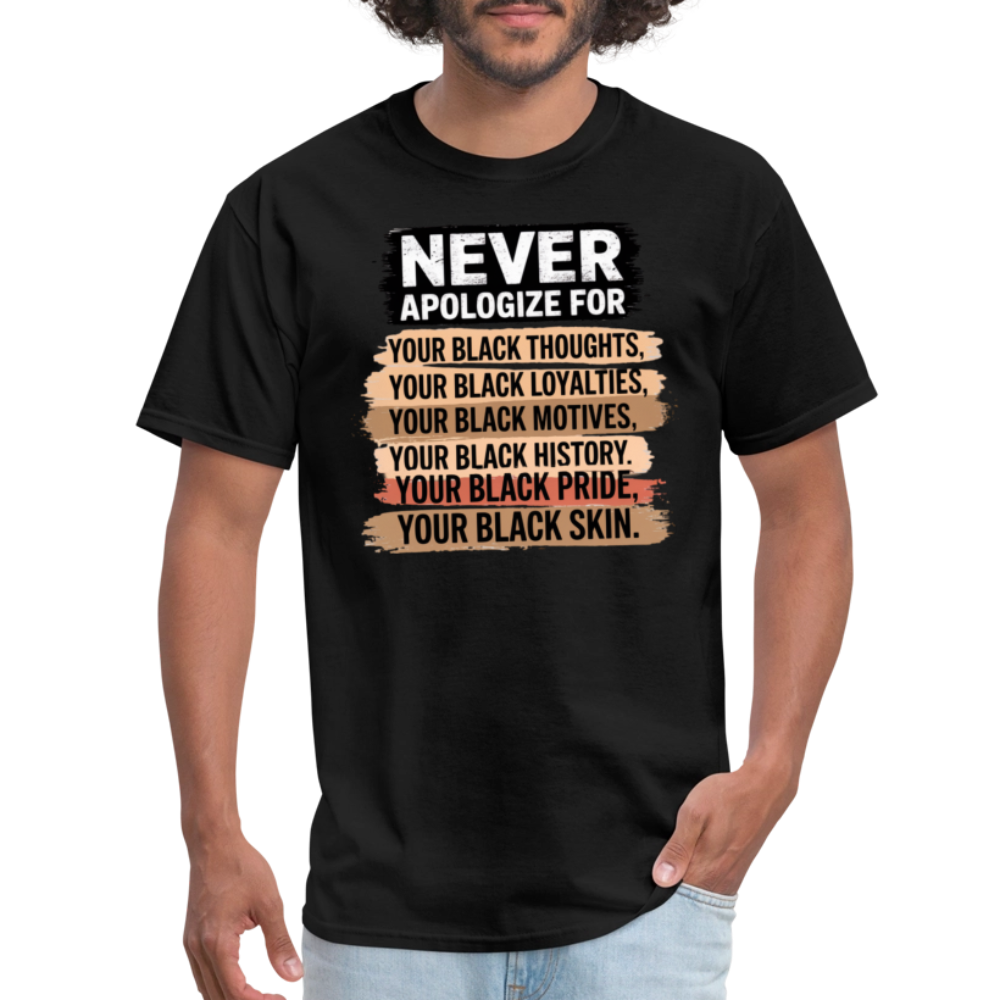 Never Apologize Black History Shirts Melanin Pride Unisex T-shirt - black