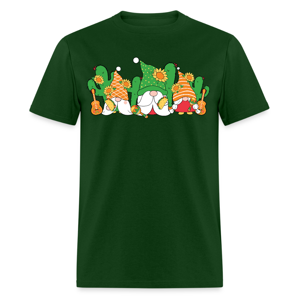 Gnome Lover Gift Ideas Mexican Fiesta Gnome T-shirt - forest green