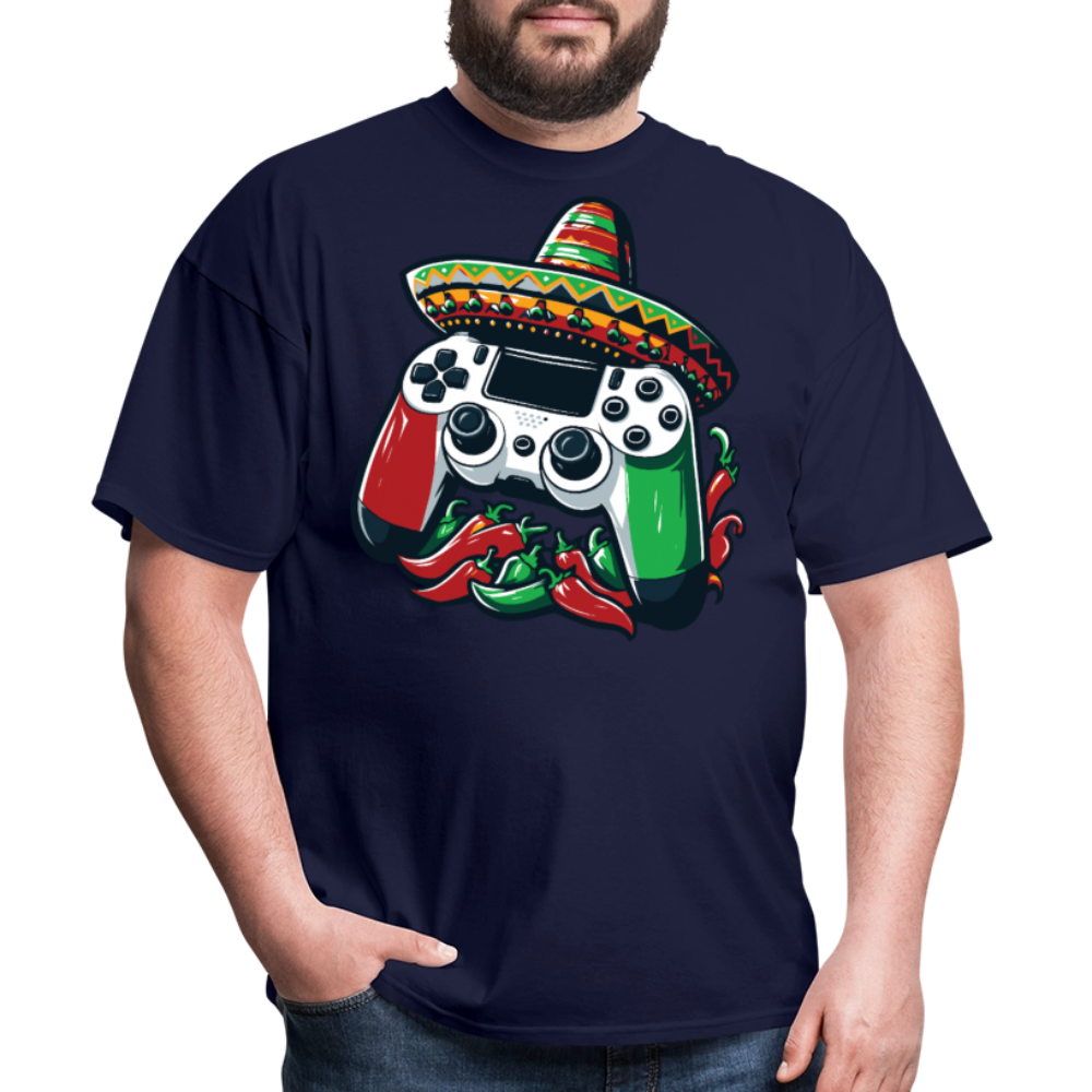 Gamer Controller With Sombrero Design Mexican Gamer T-shirt - navy