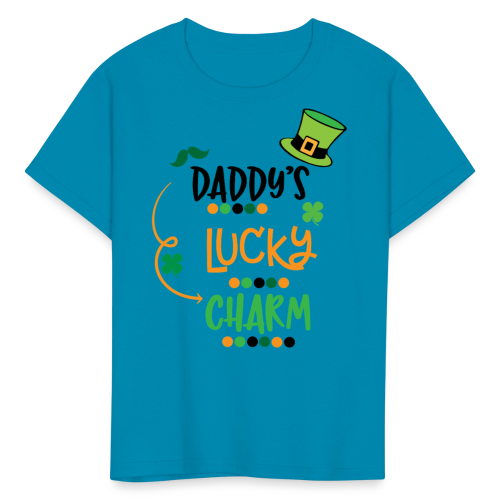 Daddy’s Lucky Charm St Patrick’s Day Kids T-shirt - turquoise