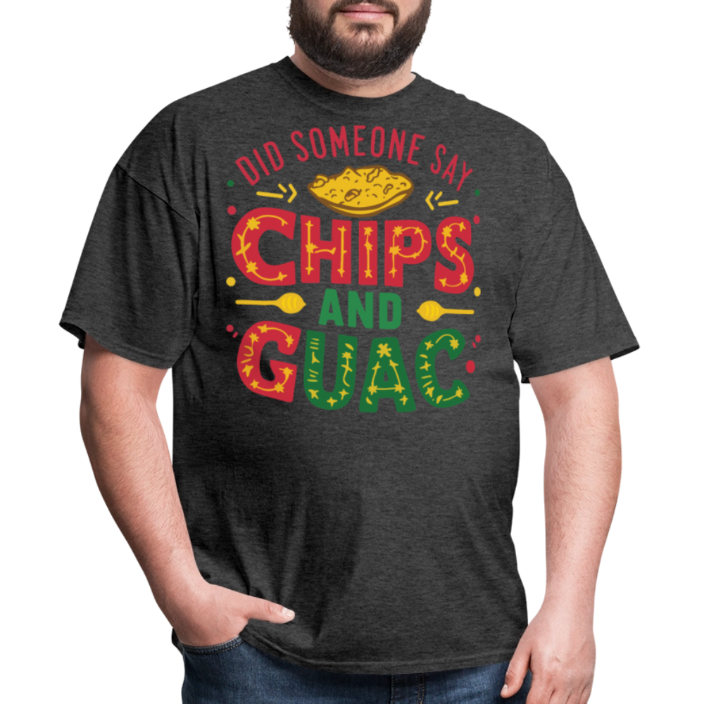 Mexican Food Lover Graphic Tee Funny Chips And Guacamole T-shirt - heather black