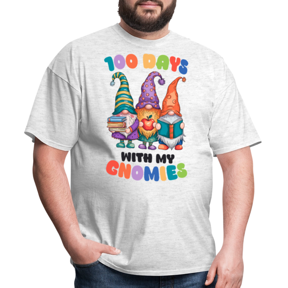 Cute Gnome 100 Days of Learning Shirt Teacher Appreciation Gnome T-Shirt - light heather gray