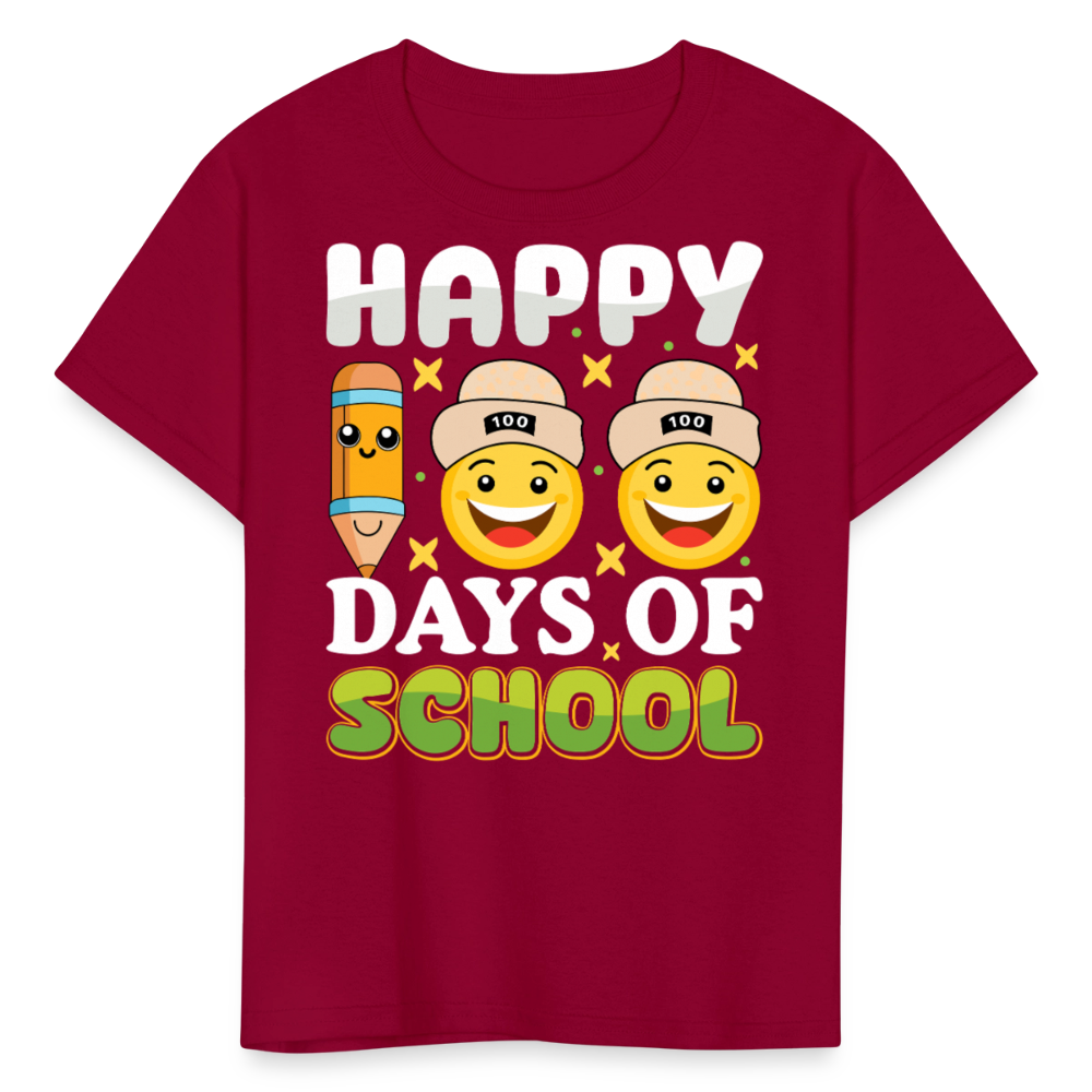 100 Days Of School Tee For Kids School Milestone Celebration T-shirt - dark red