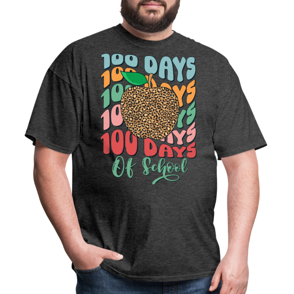 Leopard print 100 Days Of School Teacher Appreciation Gifts T-shirt - heather black