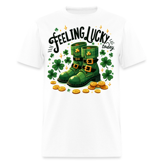 Green Shamrock Boots St Patrick’s Day Lucky T-shirt - white