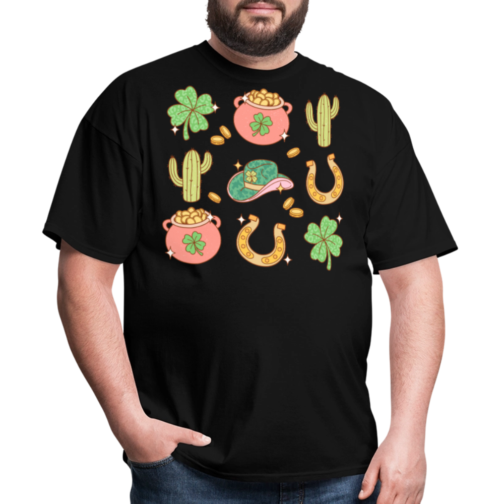 Lucky Irish Cowboy Aesthetic T-shirt - black