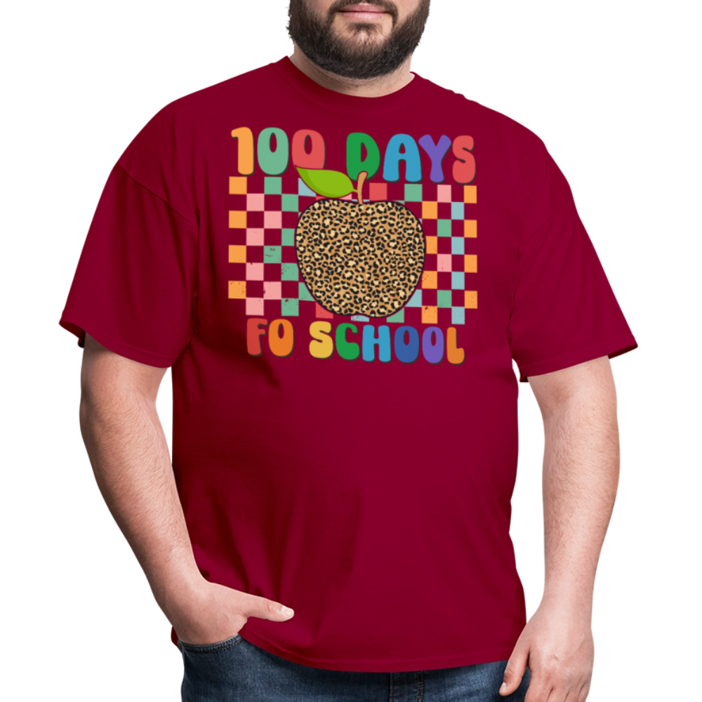 Leopard Print 100 Days of School Shirt Teacher Gifts Unisex T-shirt - dark red