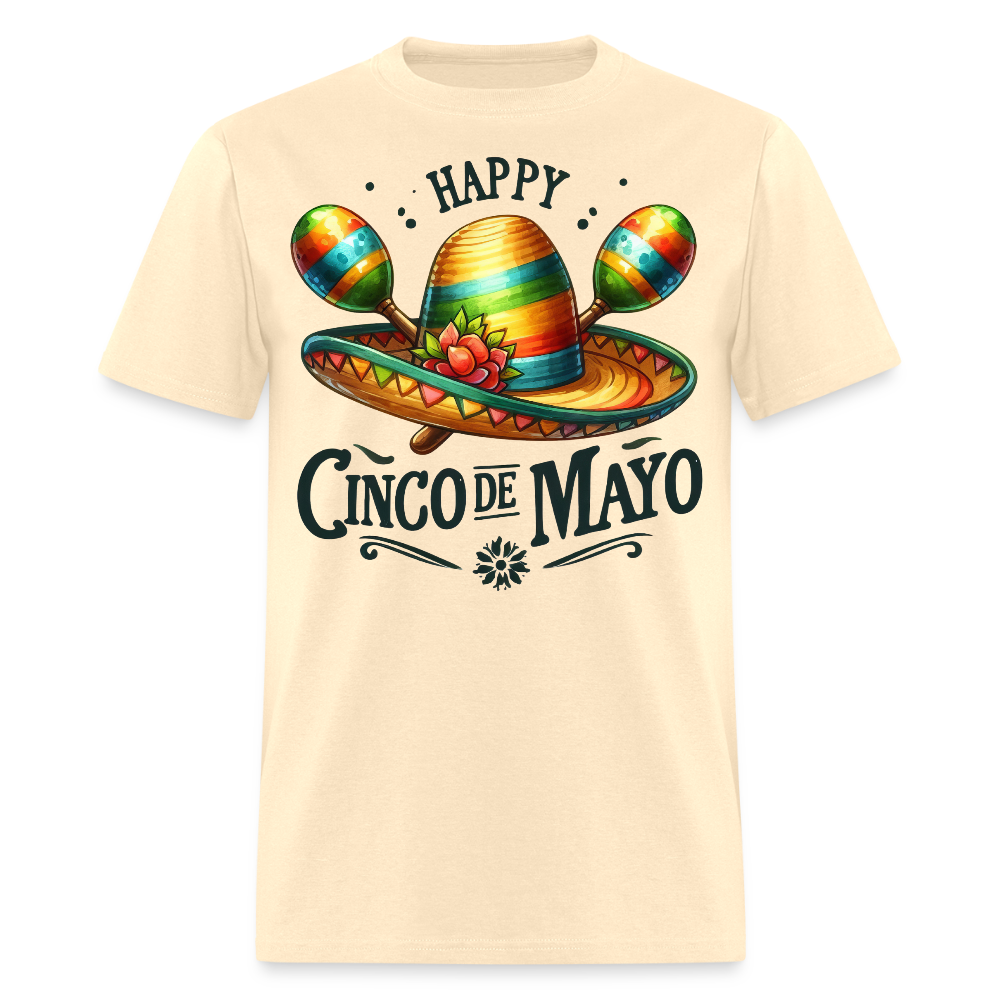 Colorful Sombrero And Maracas Festival Tee Cinco de MayoT-shirt - natural