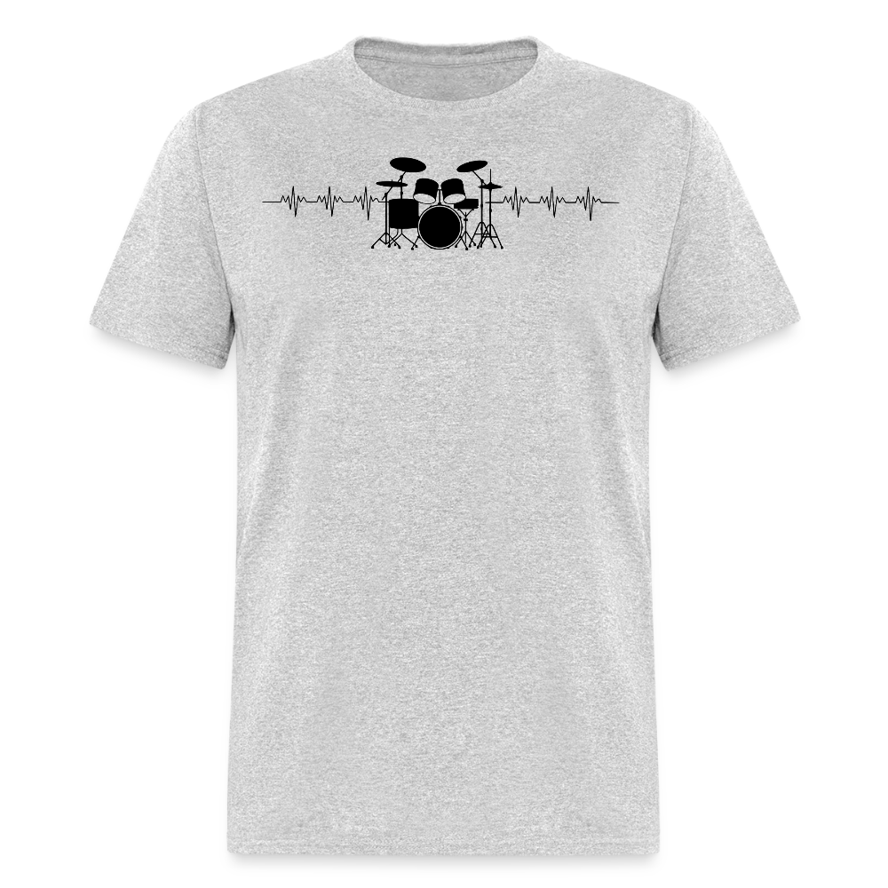 Drum Set Sound Wave Drummer Heartbeat T-shirt - heather gray