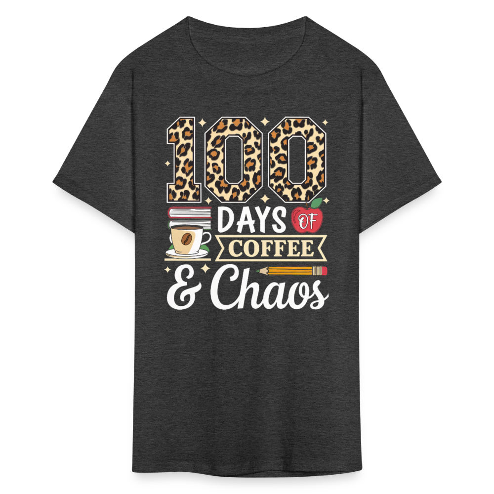 Teacher Appreciation Gift Coffee Lover 100 Days of School Unisex T-Shirt - heather black