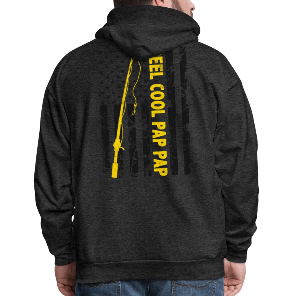 Reel Cool Pap Pap American Flag Fishing Hoodie - charcoal grey