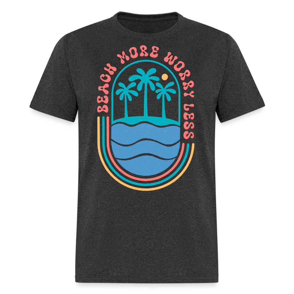 Beach More Worry Less Tropical Vacation T-shirt - heather black