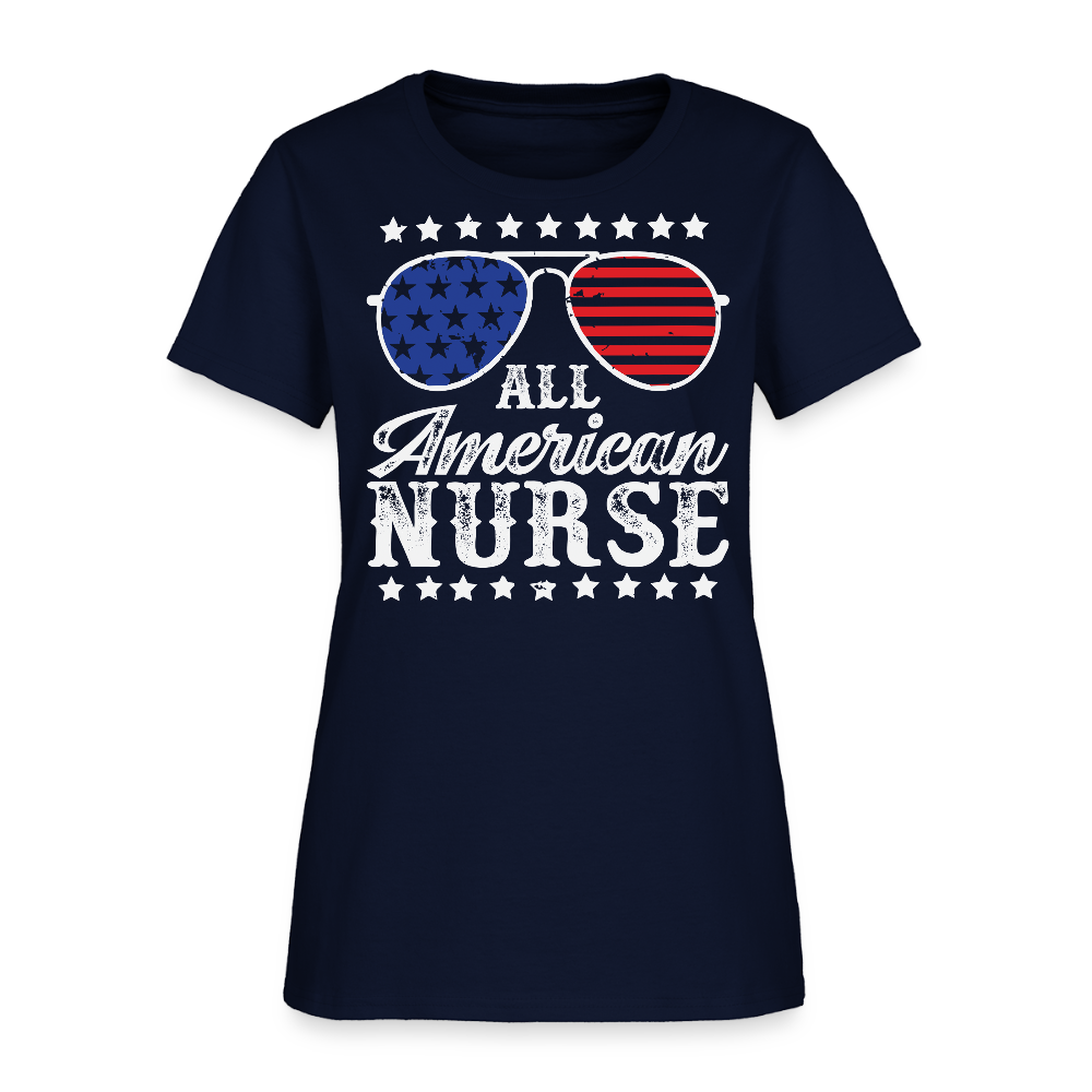 All American Nurse Tee Patriotic Nurses Gift T-Shirt - navy