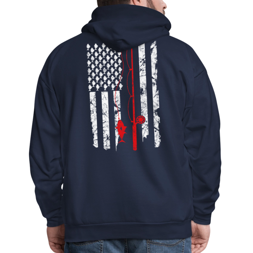 USA Flag Patriotic Fishing Gear For Men Hoodie - navy