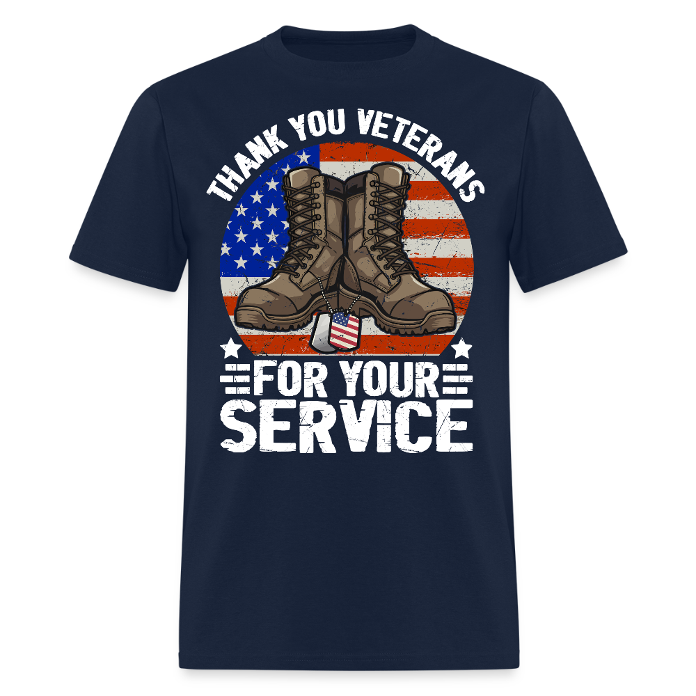Thank You Veterans For Your Service American Flag Military T-Shirt - navy