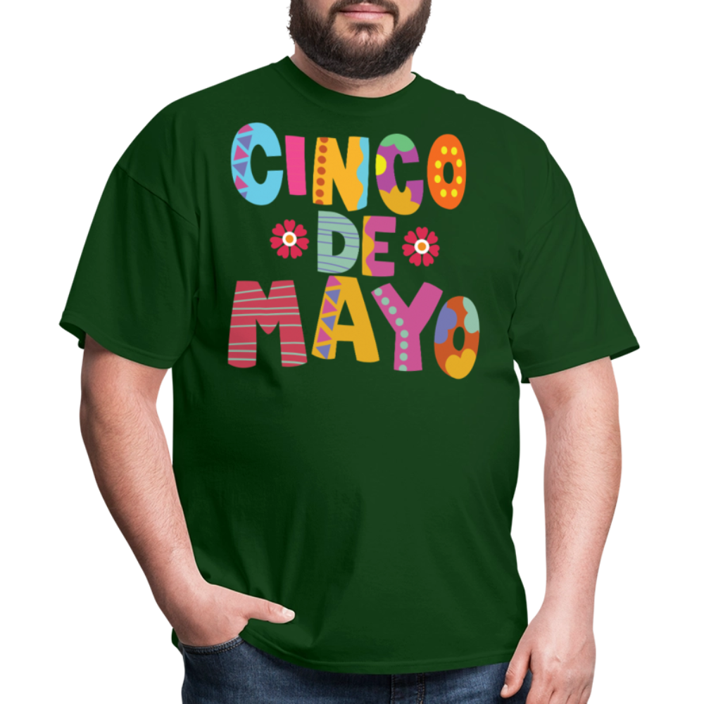 Mexican Holiday Celebration Tee Cinco De Mayo Colorful Graphic T-shirt - forest green