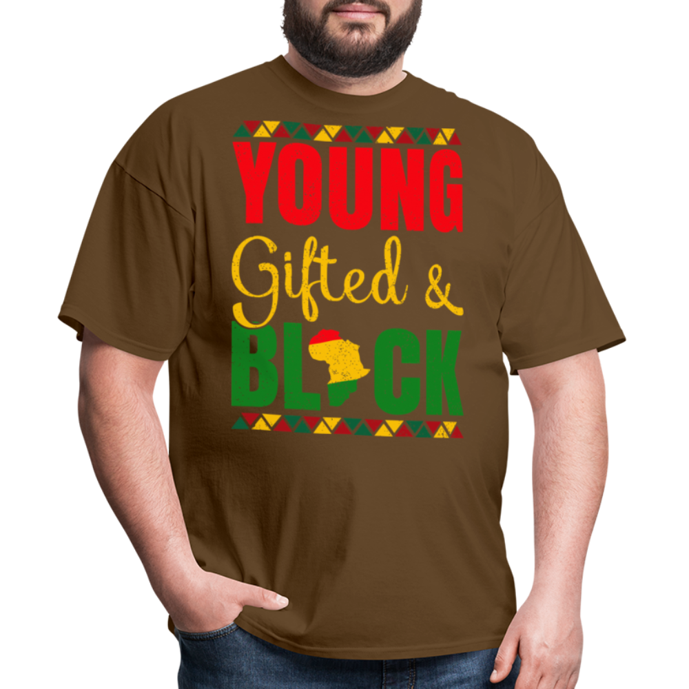 African Heritage Tee Young Gifted and Black T-Shirt - brown