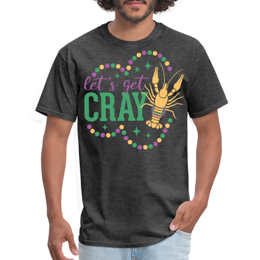 Let’s Get Gray Crawfish Graphic Tee Funny Mardi Gras T-shirt - heather black