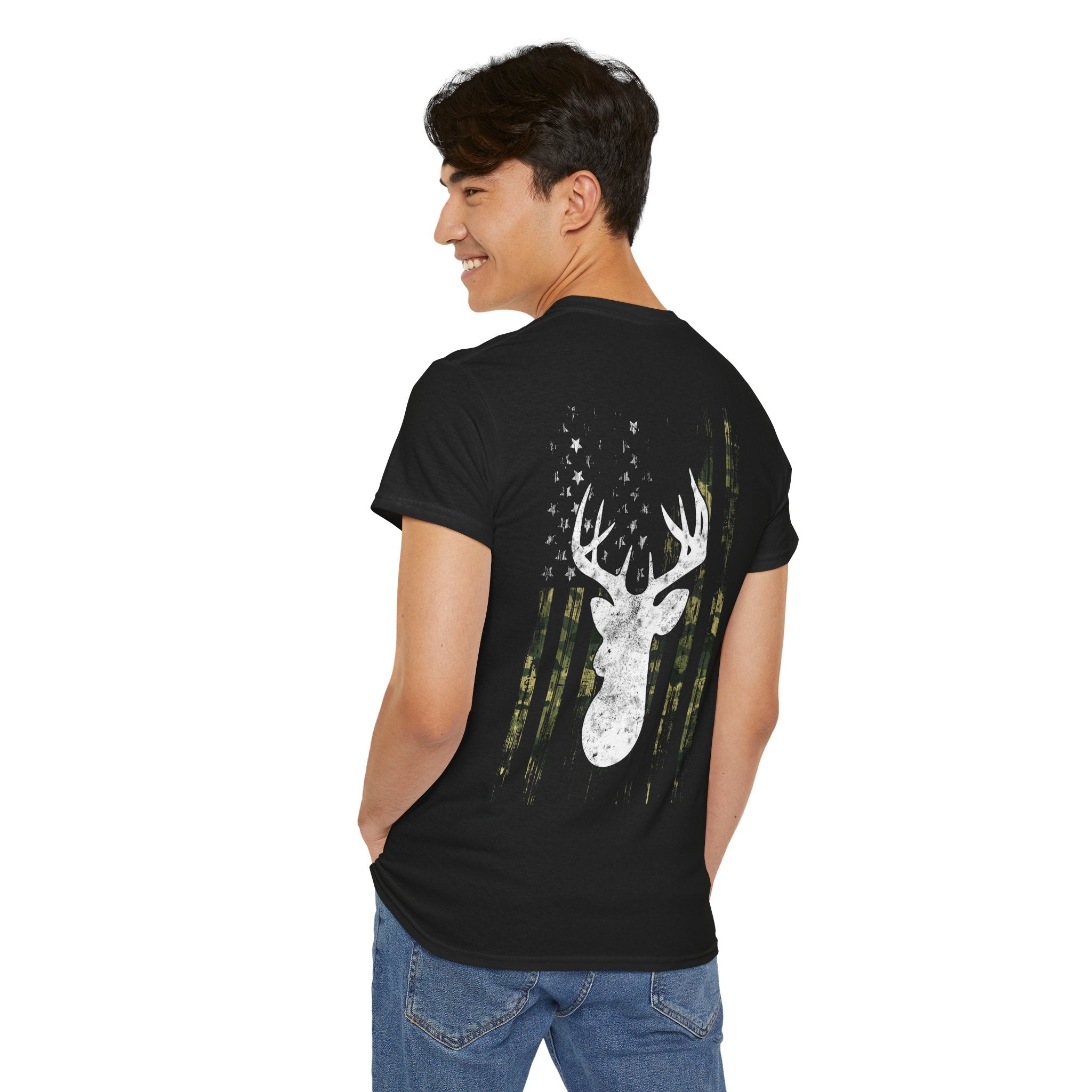 Camouflage USA Flag Whitetail Buck Tee