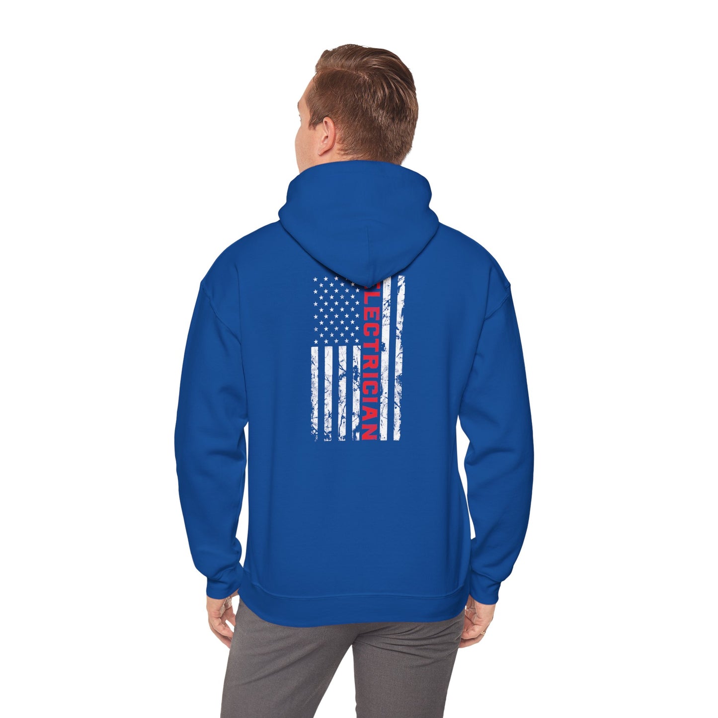 Patriotic Electrician Dad American Flag Fathers Day Gifts Unisex Hooded Sweatshirt
