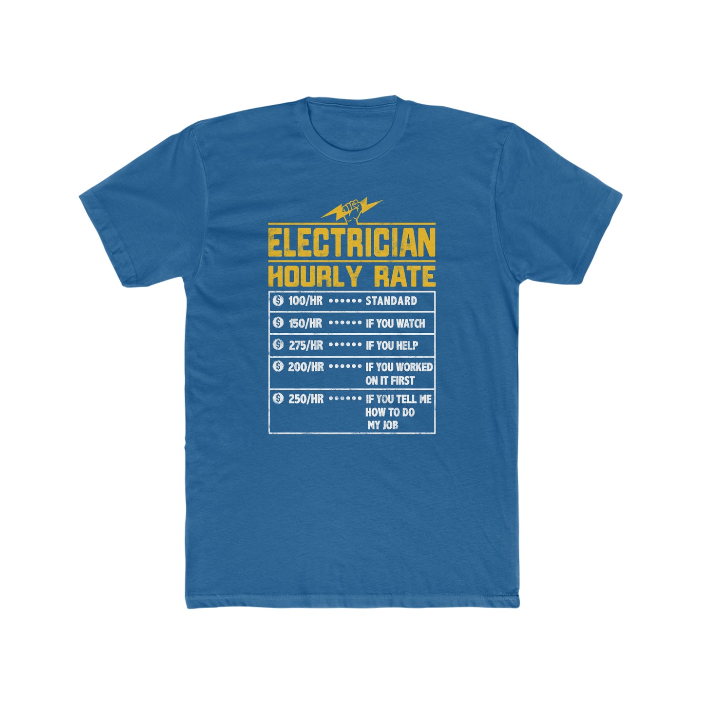 Funny Electrician Hourly Rate gifts for Electrician Men's Cotton Crew Tee