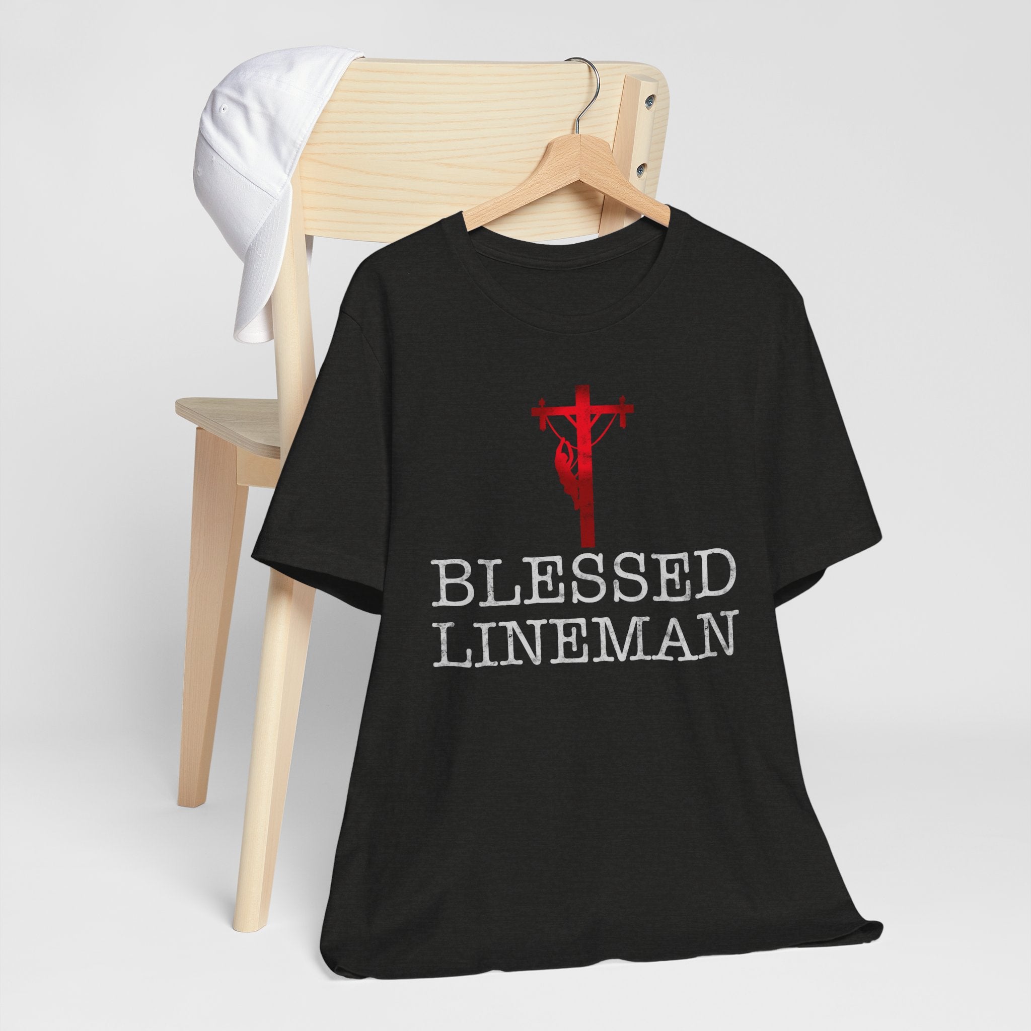 Blessed Lineman gift for Christian Lineman Unisex Jersey Short Sleeve Tee