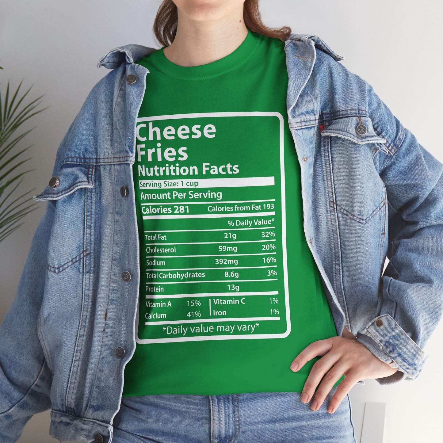 Graphic Tee Cheese Fries Funny Nutrition Facts