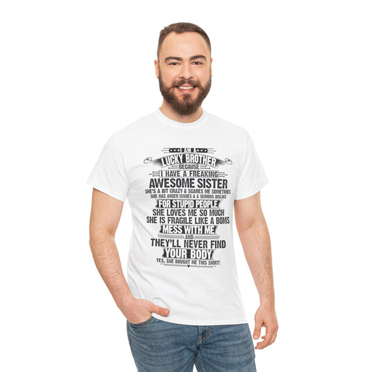 I Am A Lucky Brother Christmas Gift For Brother From Sister T-Shirt