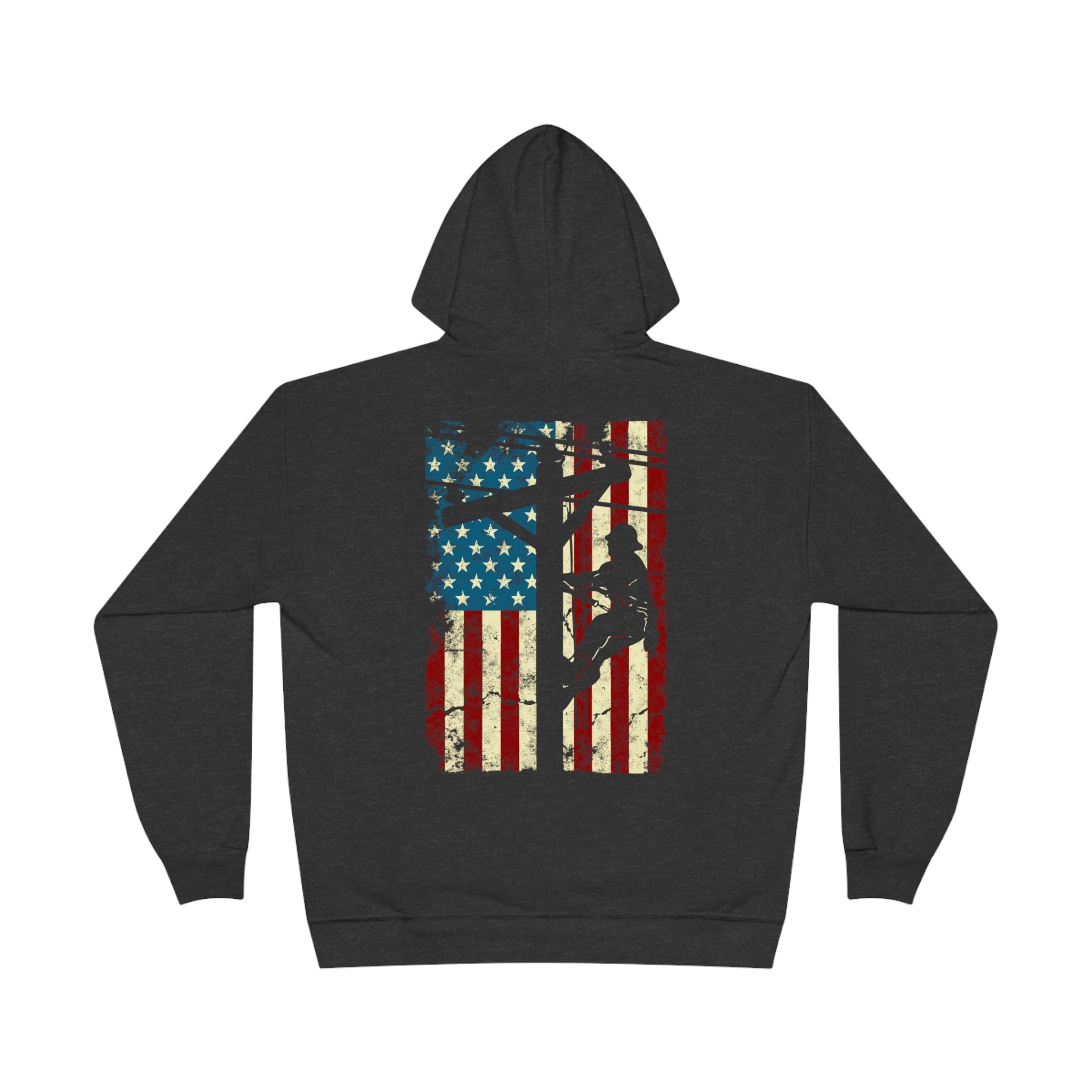 American Flag Electric Cable Lineman Unisex EcoSmart® Pullover Hoodie Sweatshirt