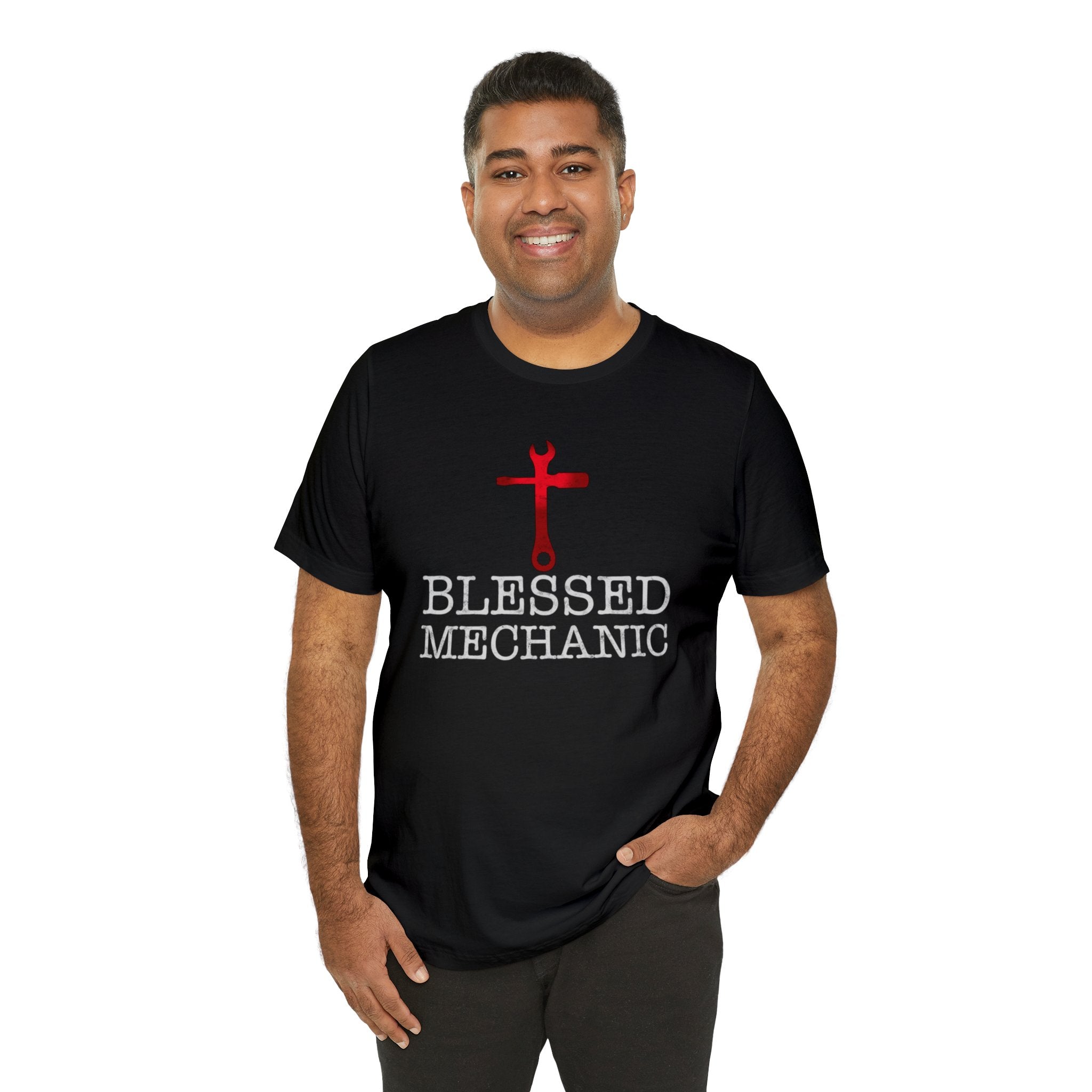 Blessed Mechanic Gift For Christian Mechanic Unisex Jersey Short Sleeve Tee