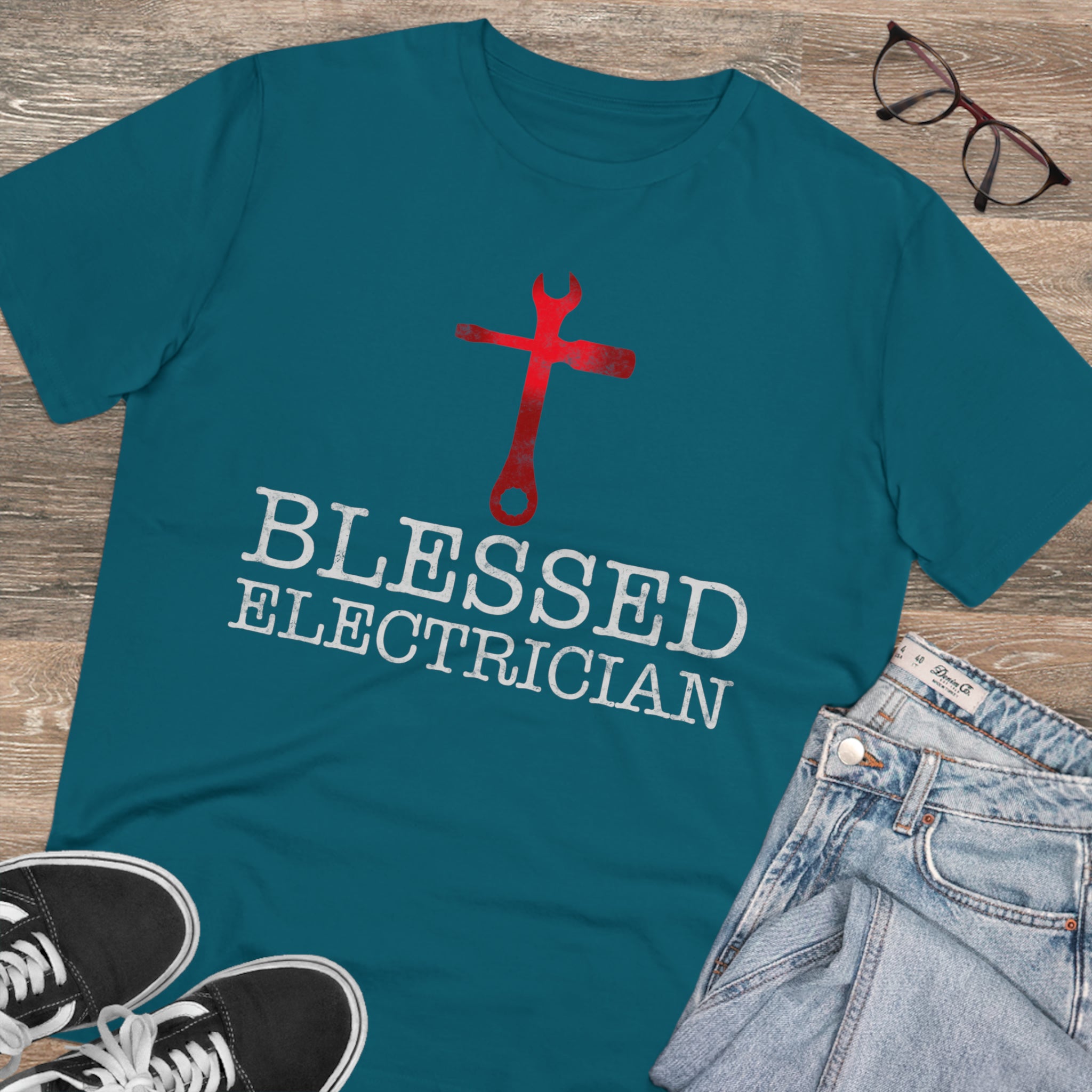 Blessed Electrician gift for Christian Electrician Organic Creator T-shirt - Unisex