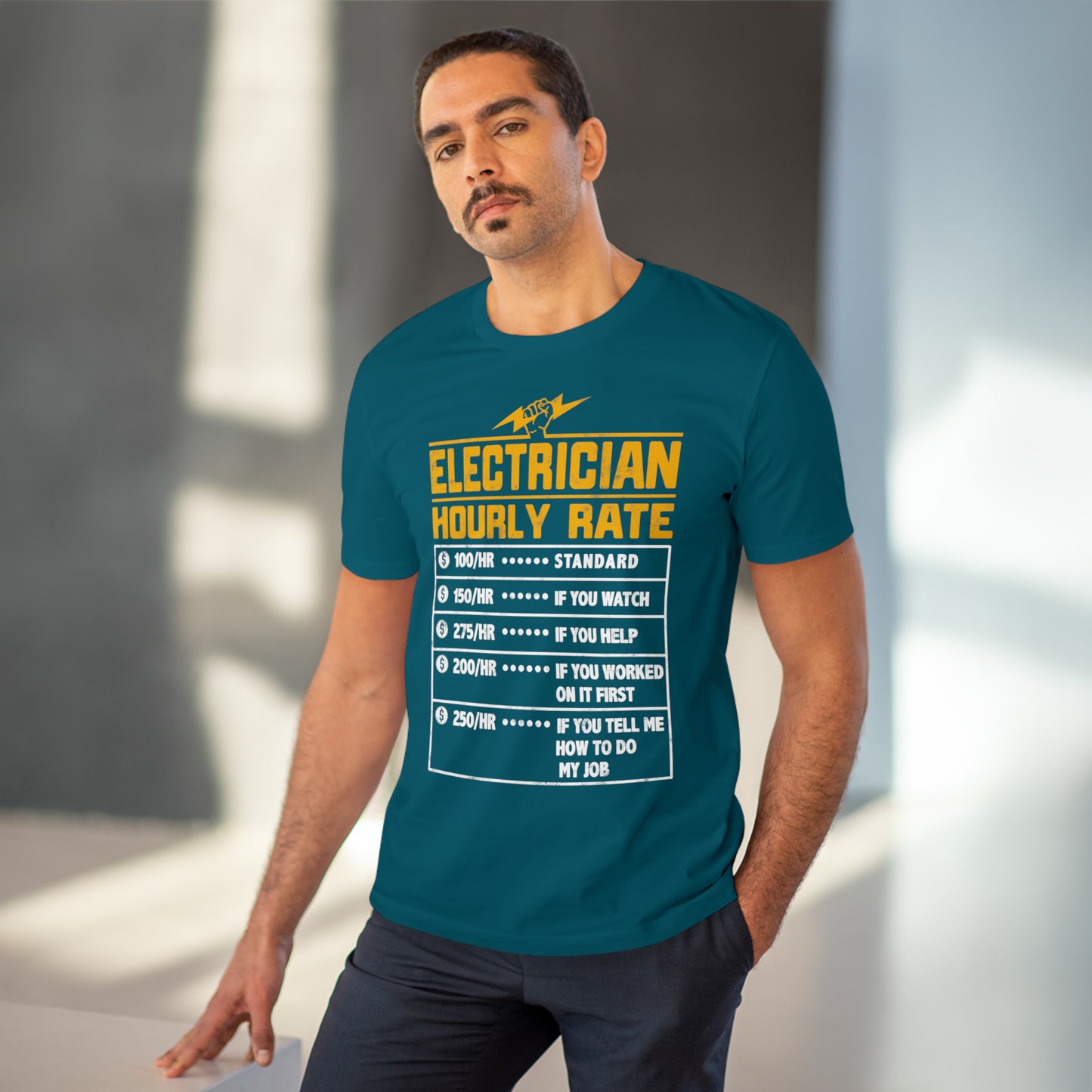 Funny Electrician Hourly Rate gifts for Electrician Organic Creator T-shirt - Unisex