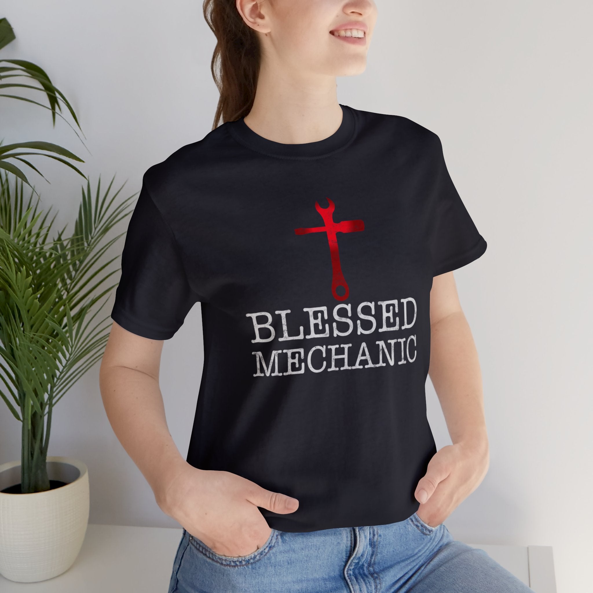 Blessed Mechanic Gift For Christian Mechanic Unisex Jersey Short Sleeve Tee