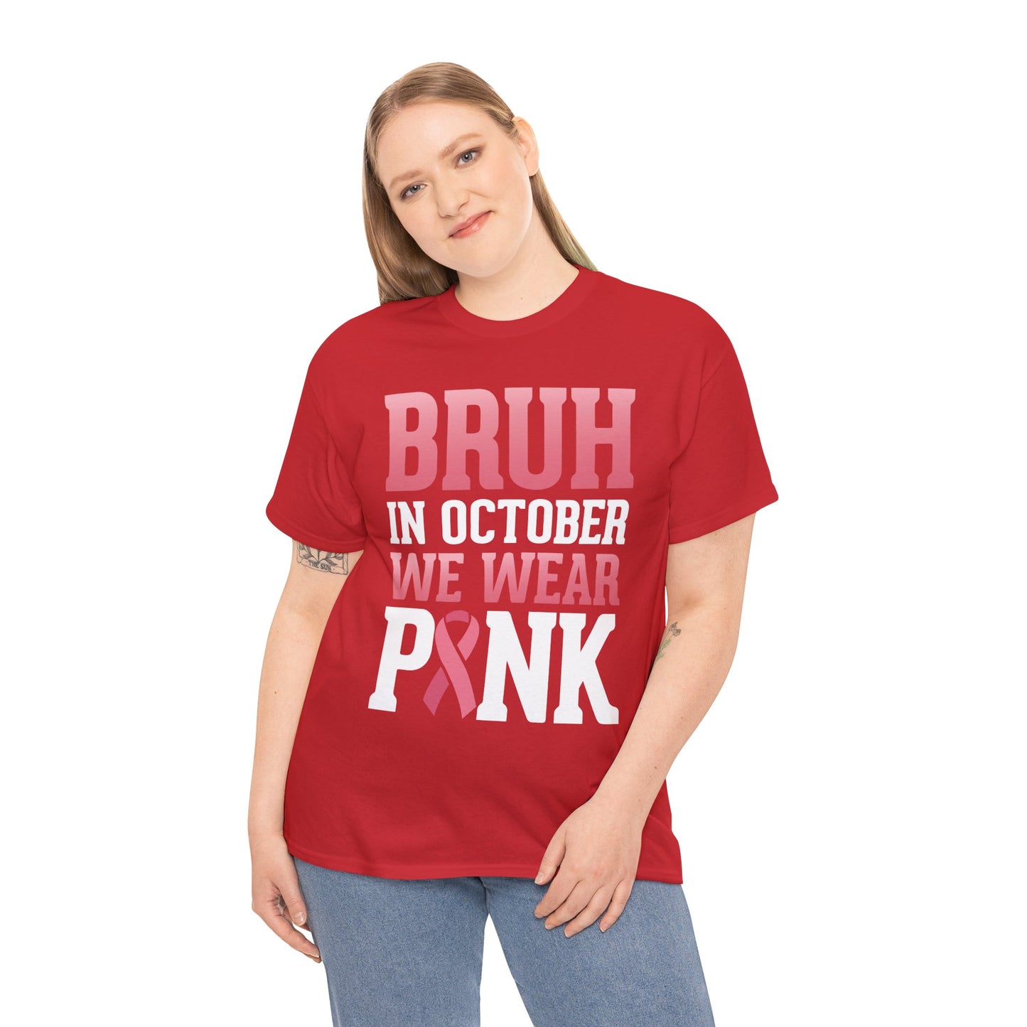 In October We Wear Pink Breast Cancer Awareness Womens Tee