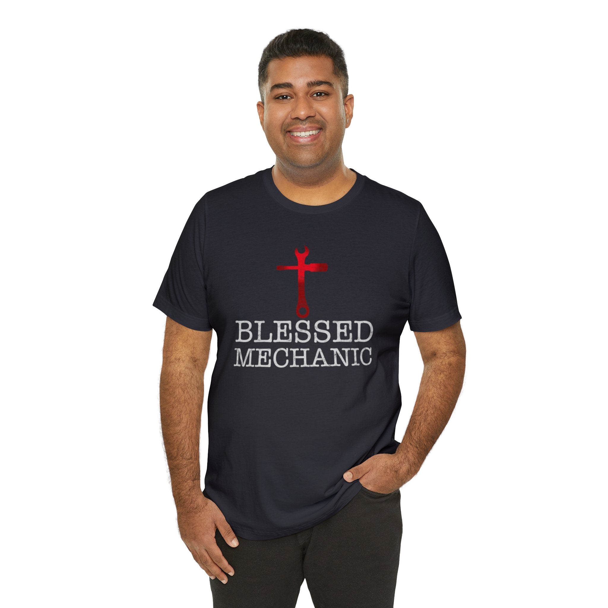 Blessed Mechanic Gift For Christian Mechanic Unisex Jersey Short Sleeve Tee