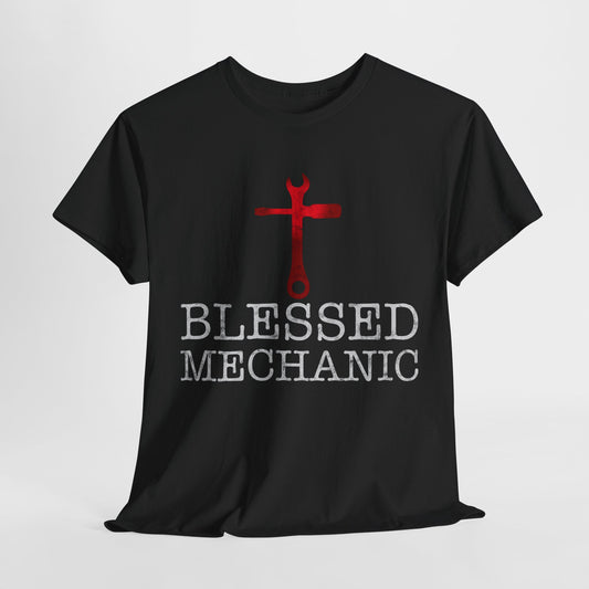 Blessed Mechanic Gift For Christian Mechanic Unisex Heavy Cotton Tee
