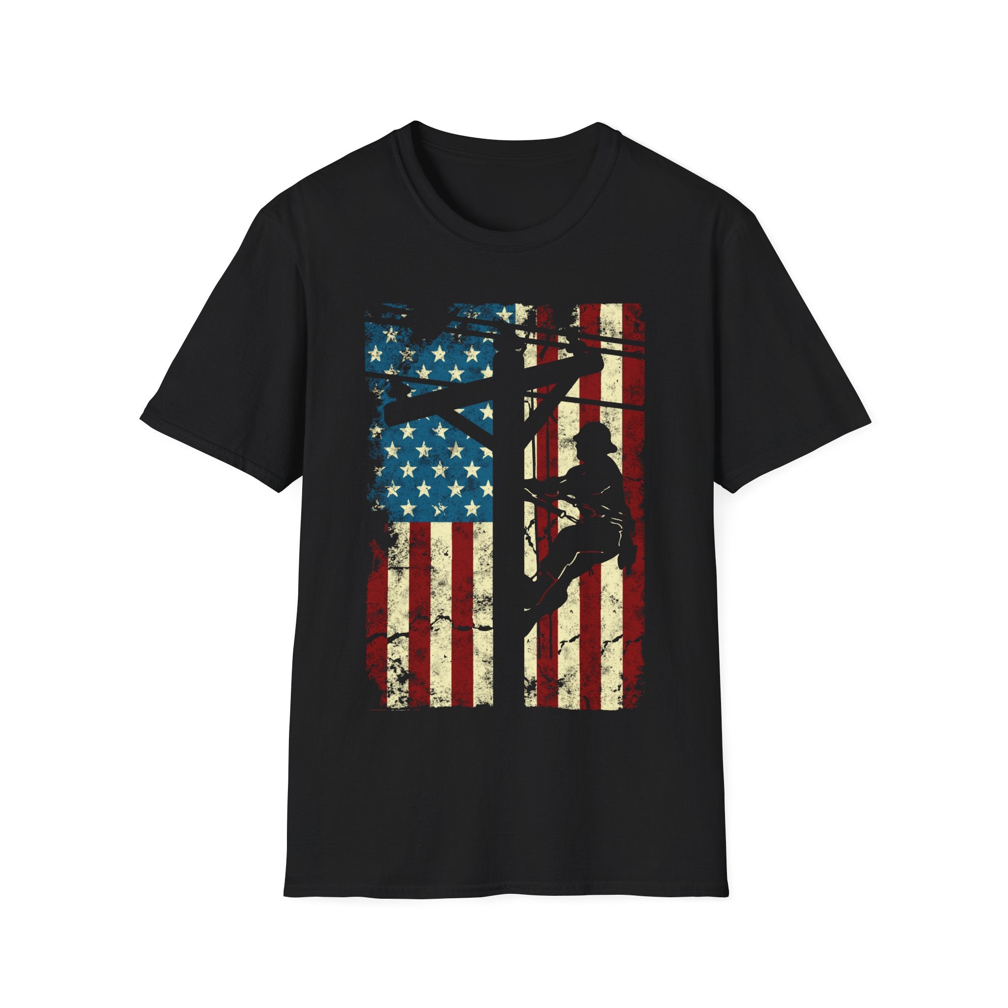 American Flag Electric Cable Lineman Gift 4th of July