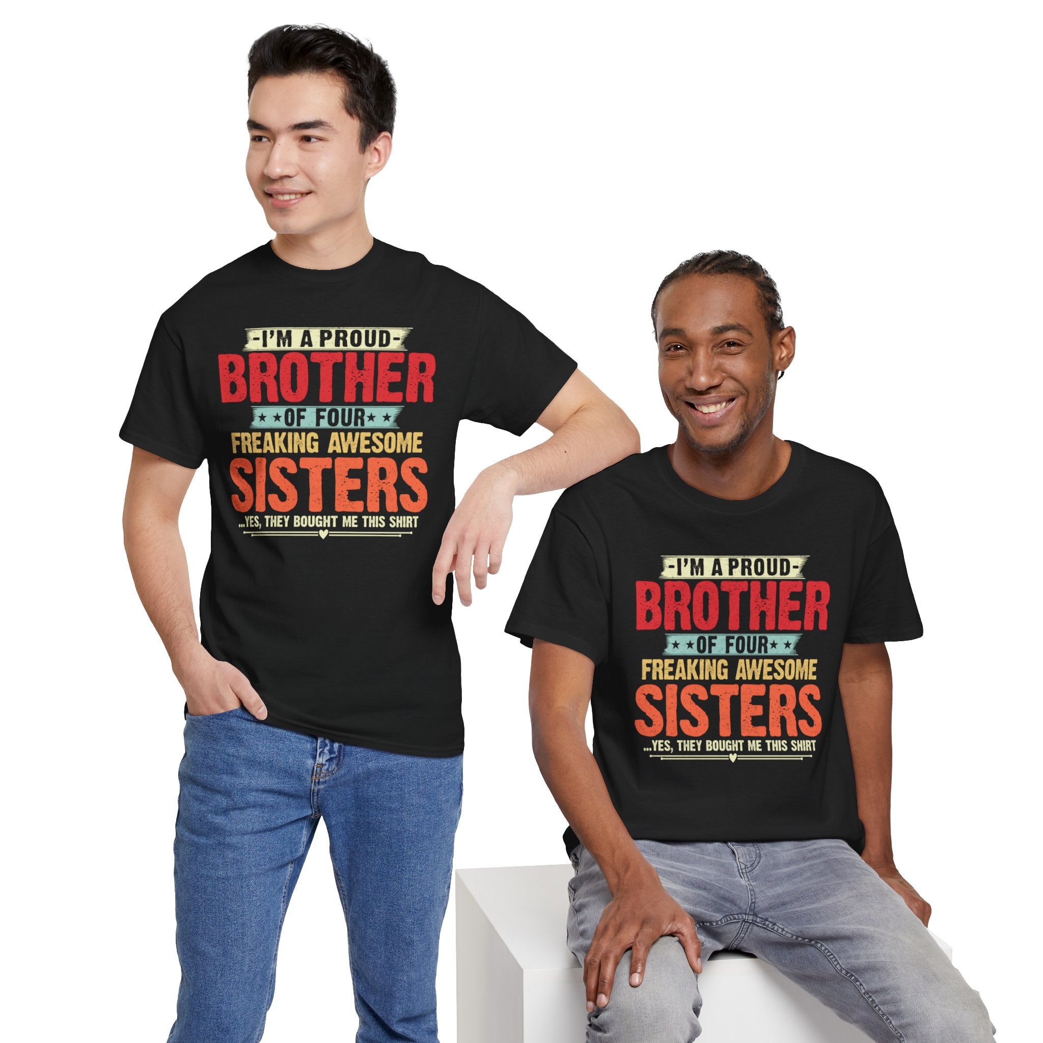 Retro I'm A Proud Brother of Four Freaking Awesome Sisters Gifts T-Shirt