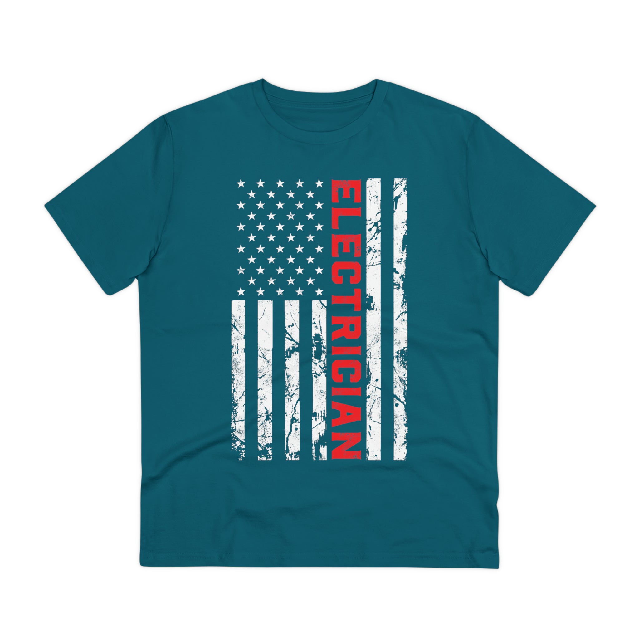 Electrician Patriotic American Flag electrician Father's Day Organic Creator T-shirt - Unisex