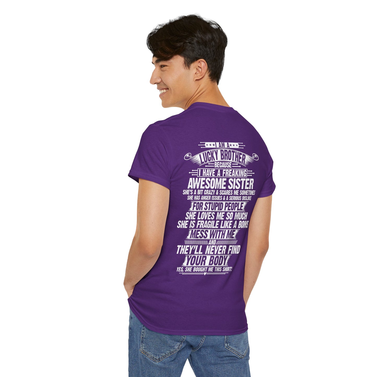 I Am A Lucky Brother Christmas Gift For Brother Unisex Heavy Cotton Tee