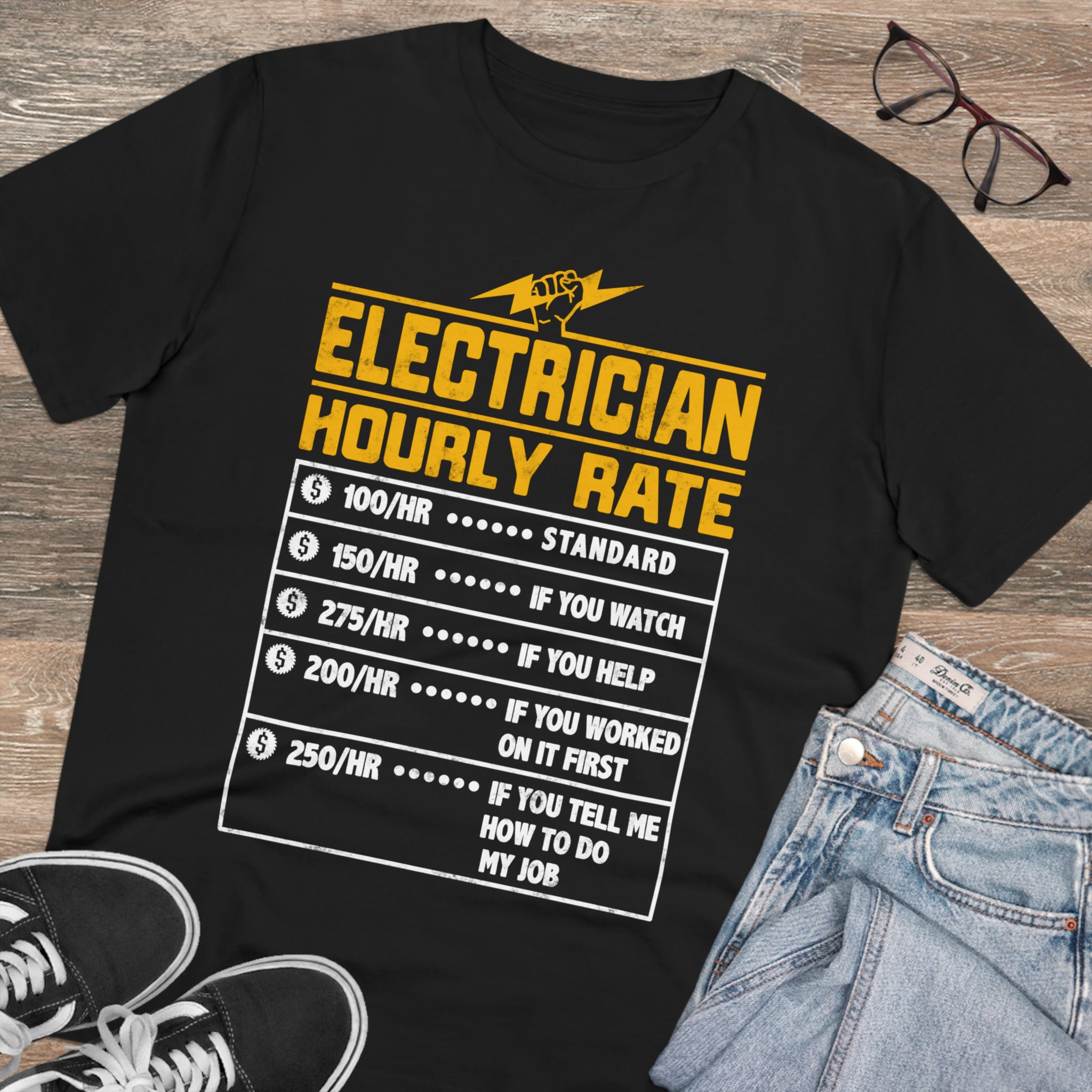 Funny Electrician Hourly Rate gifts for Electrician Organic Creator T-shirt - Unisex