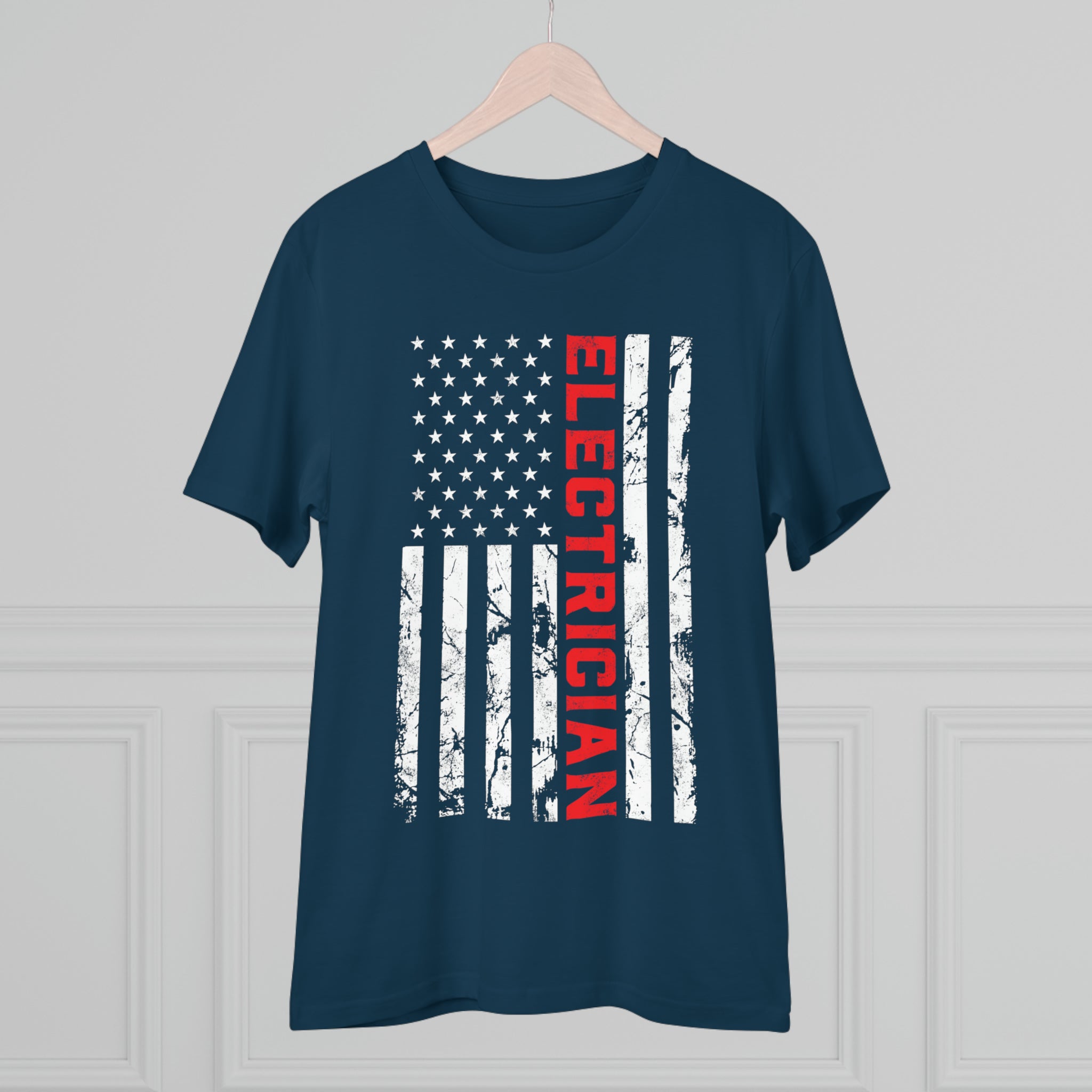 Electrician Patriotic American Flag electrician Father's Day Organic Creator T-shirt - Unisex